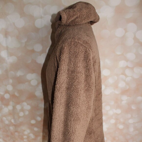 Marmot Brown Faux Fur Full Zip Hooded Jacket Size M Super Soft Style A91040 - Picture 7 of 16